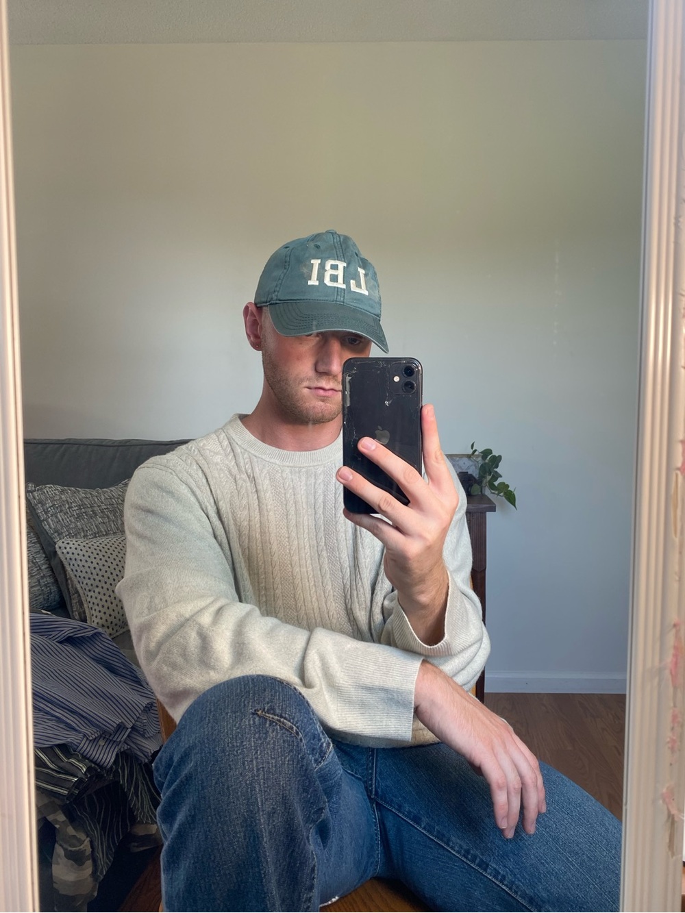 Dockers Men's Cream Cable Crewneck Sweater
